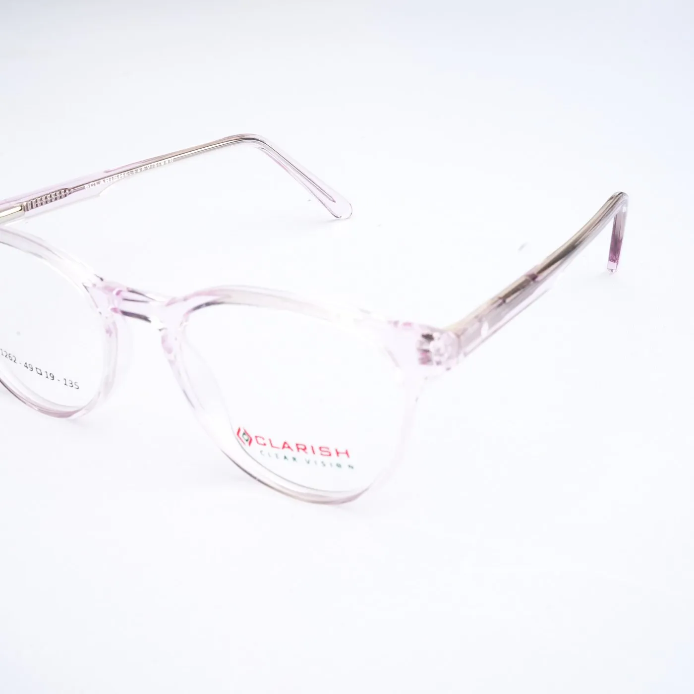 Clarish round acetate optical frame showing solid colour through the full section of cellulose acetate sheet